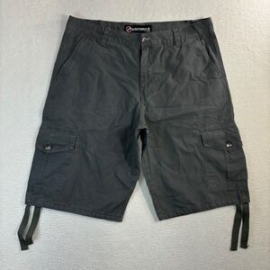 Y2K Southpole Baggy Cargo Shorts Men 34x13 Gray Ripstop Drawstring Utility Gorp